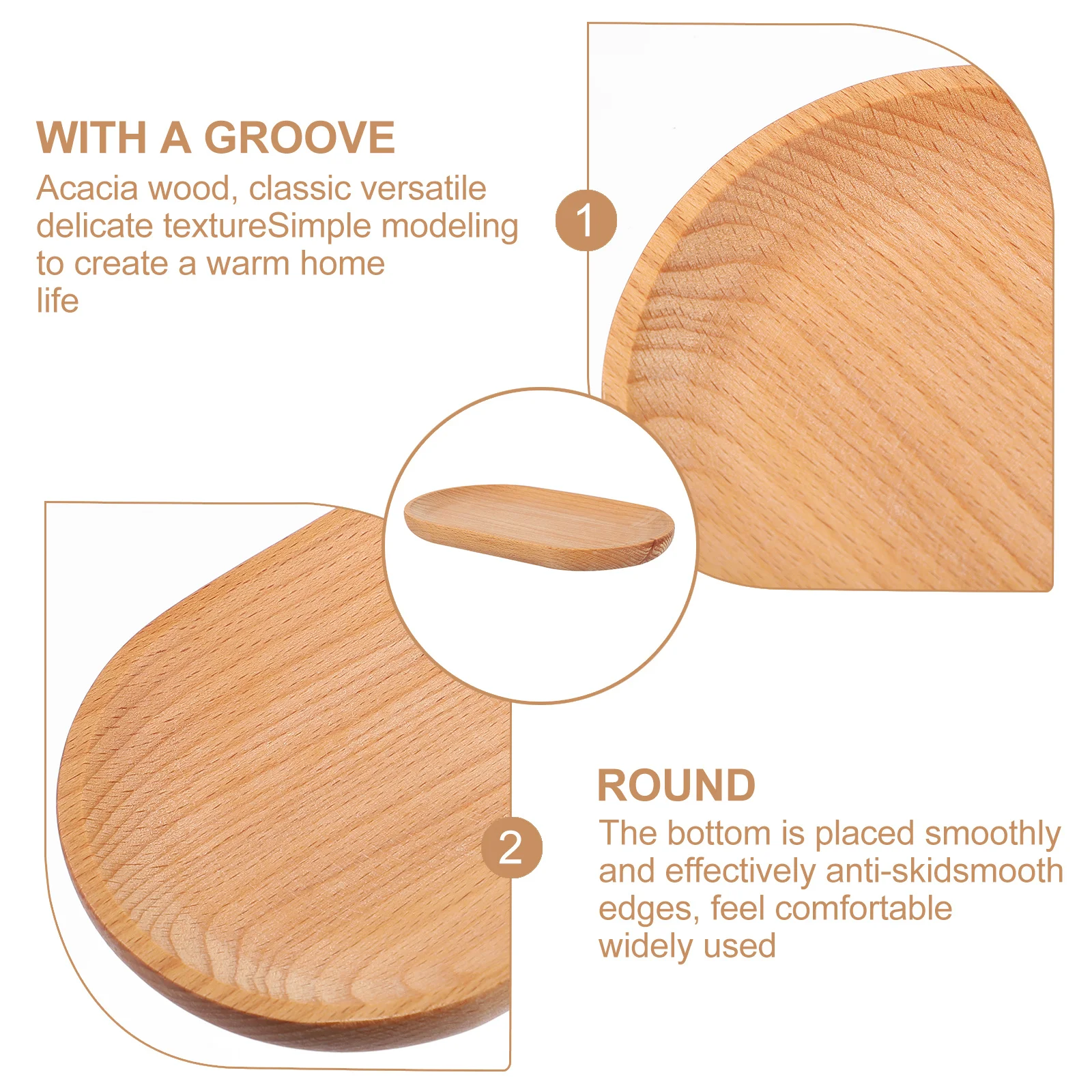 

Food Tray Beech Wood Multi-Function Household Restaurant Dessert Fruit Snack Serving Tray Decorative Bowl Plate