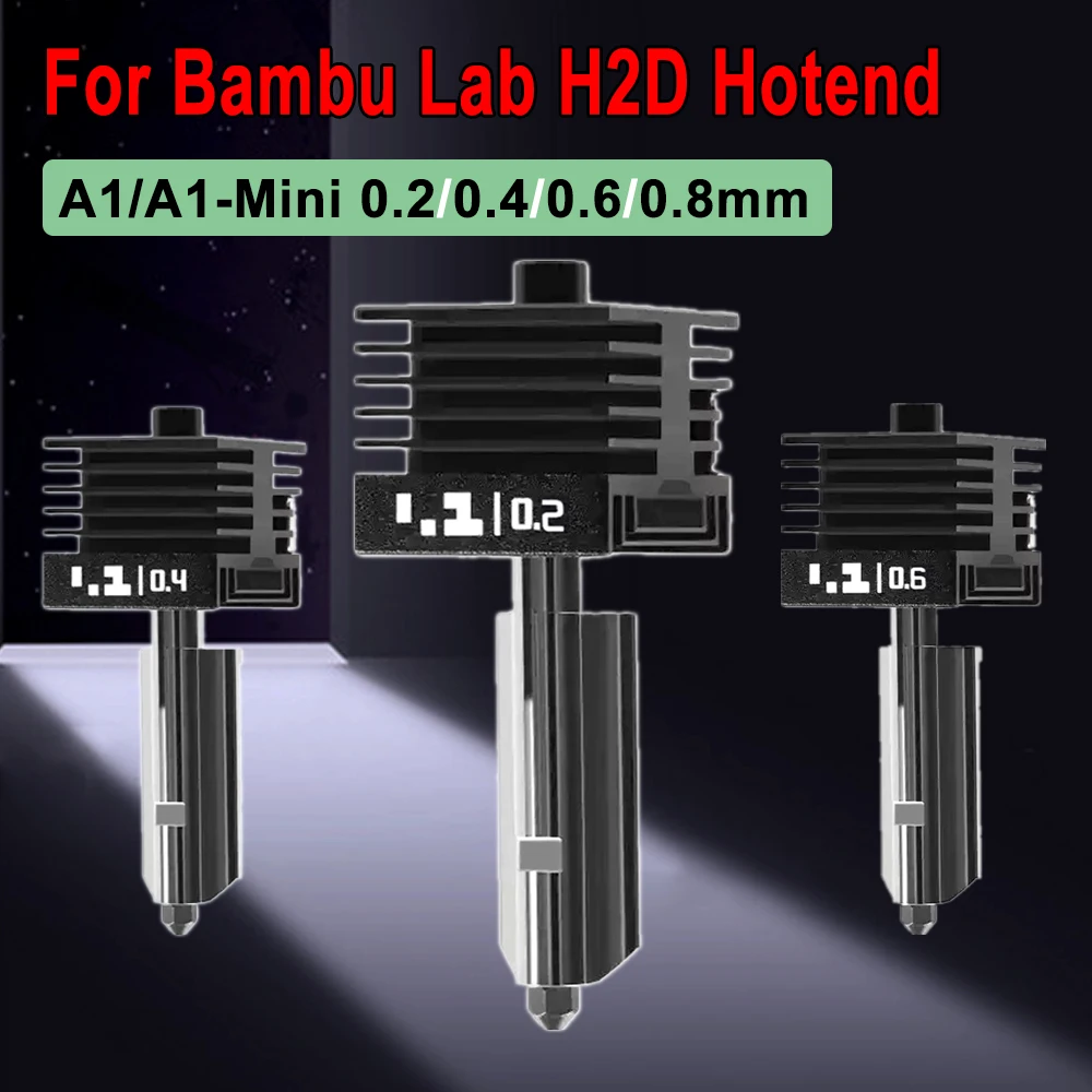 

0,2 0,4 0,6 0,8 мм сопло из закаленной стали 3D-принтер Hot End комплект аксессуаров для Bambu Lab H2D A1 A1-Mini Hotend комплект деталей