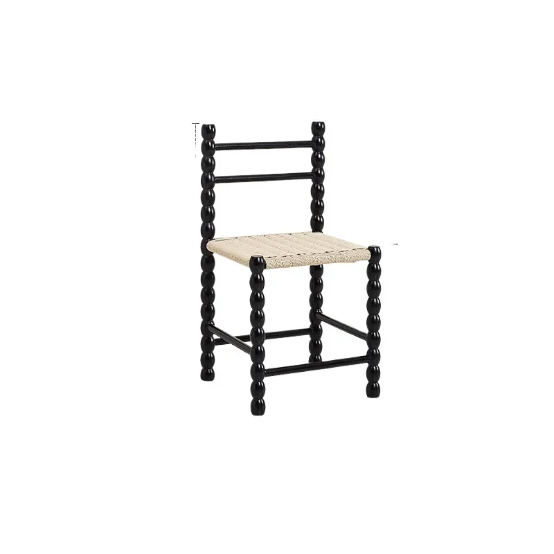 Nordic solid wood woven dining chair household small apartment wabi-sabi wind book desk and chair