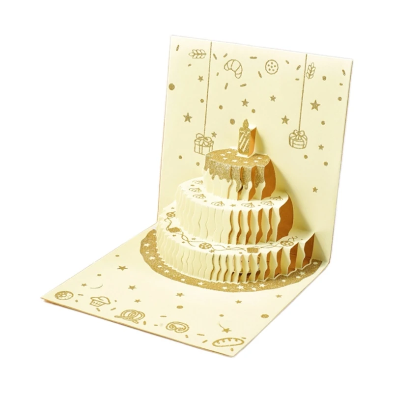 

Happy Birthday Card Cake Greeting Card Birthday Greeting Cards with Envelope for Women Men Kid Adult Anniversaries