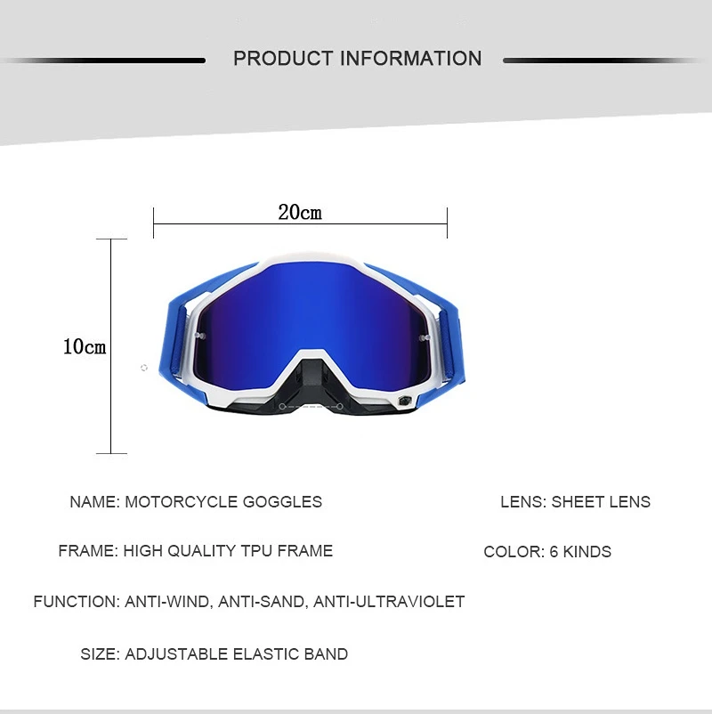 Gafas de Motocross para motocicleta, lentes de ciclismo, gafas protectoras de visión nocturna, casco de motocicleta