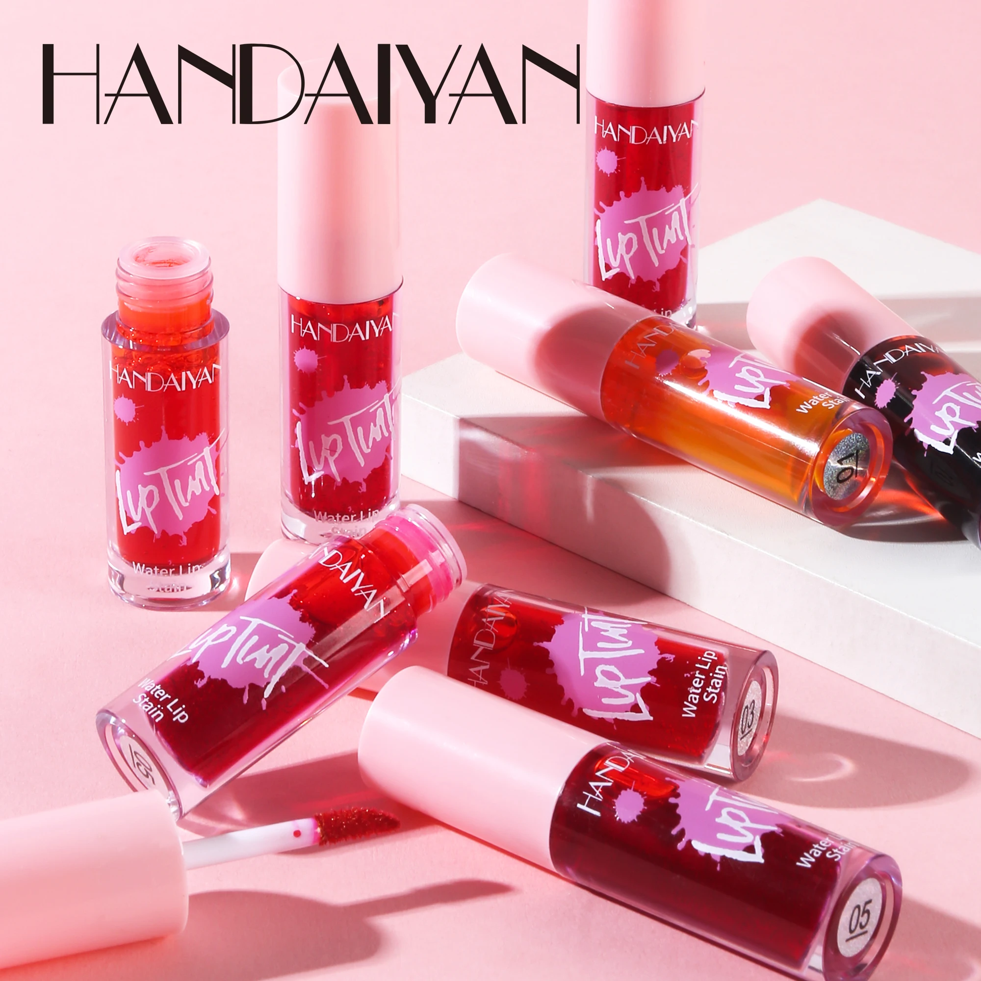 HANDAIYAN 6 Colors Lip Tint Stain Cheek Tint Moisturizing Liquid Lipstick Long-lasting Waterproof High Pigment Lipgloss