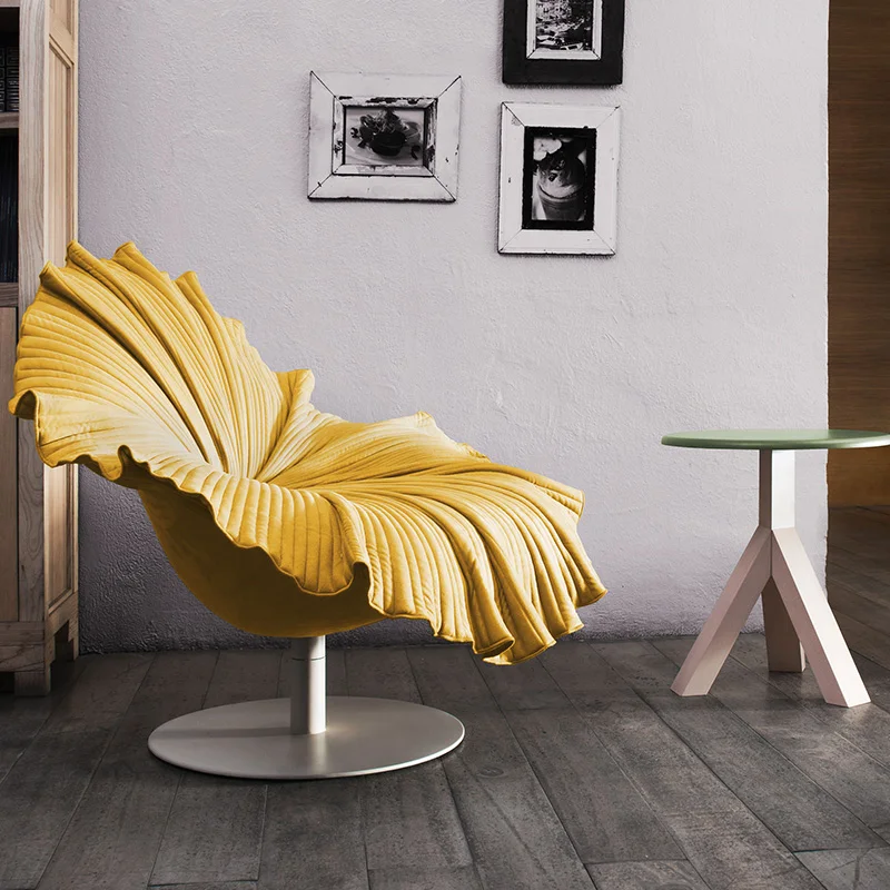 Creative fiberglass petal chair single art living room rotating flower sofa chair leisure chair