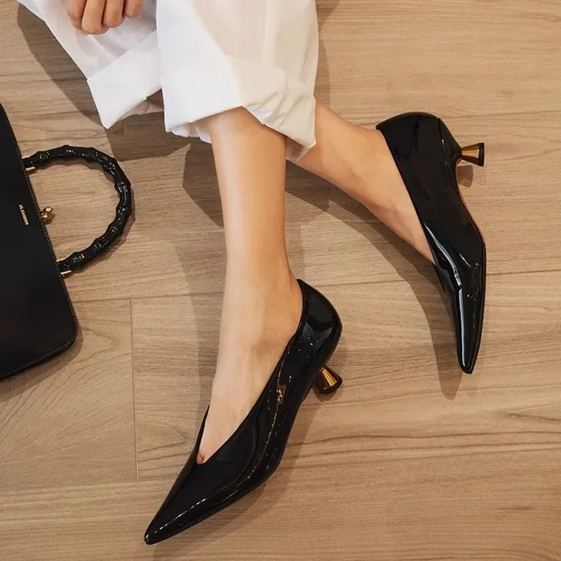 

Sexy Women High Heels Shoes Pointed Toe Dress Party Shoes Fashion Office Sandals Shallow Elegant Leather Zapatos Female Pumps