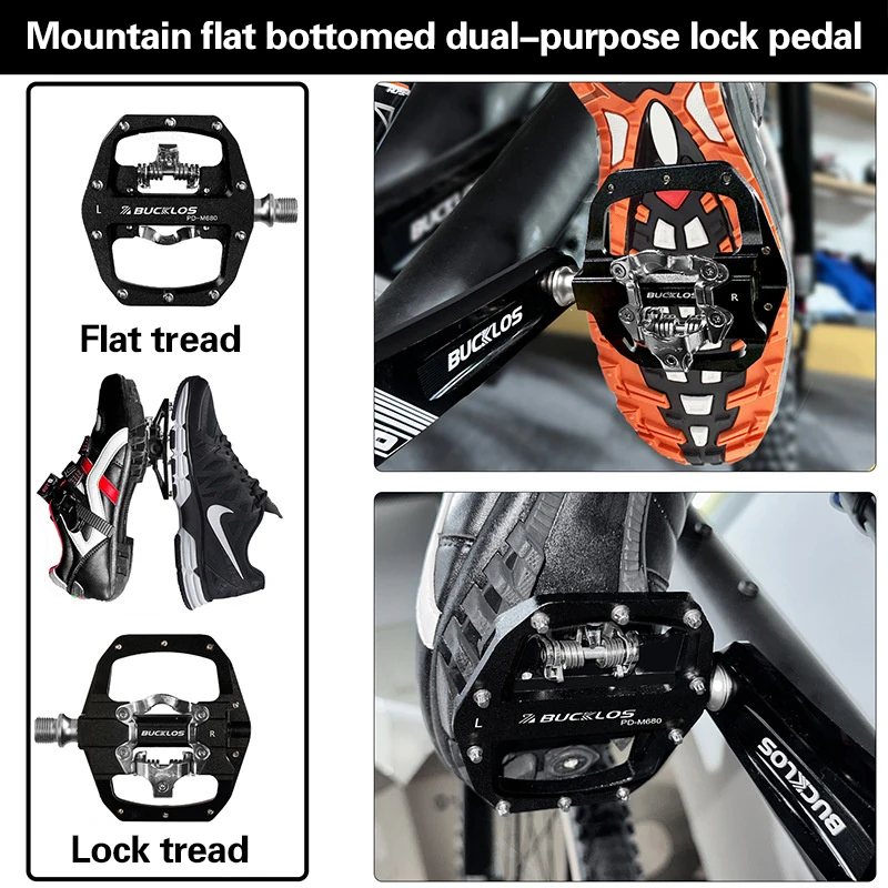 MTB Pedalsaluminum Alloy Locking Pedalflat Bottommountain Dual-Purpose Pedal Surface With Locking Piece