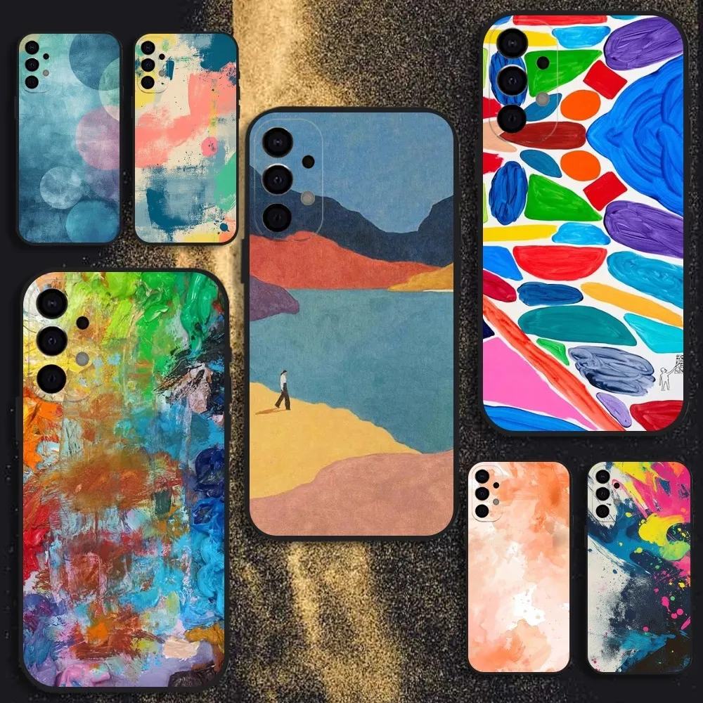 

Ins Color Block Niche Art Phone Case For Samsung S25,S24,S21,S22,S23,S30,Ultra,S20,Plus,Fe,Lite,Note,10,9,5G Black Cover