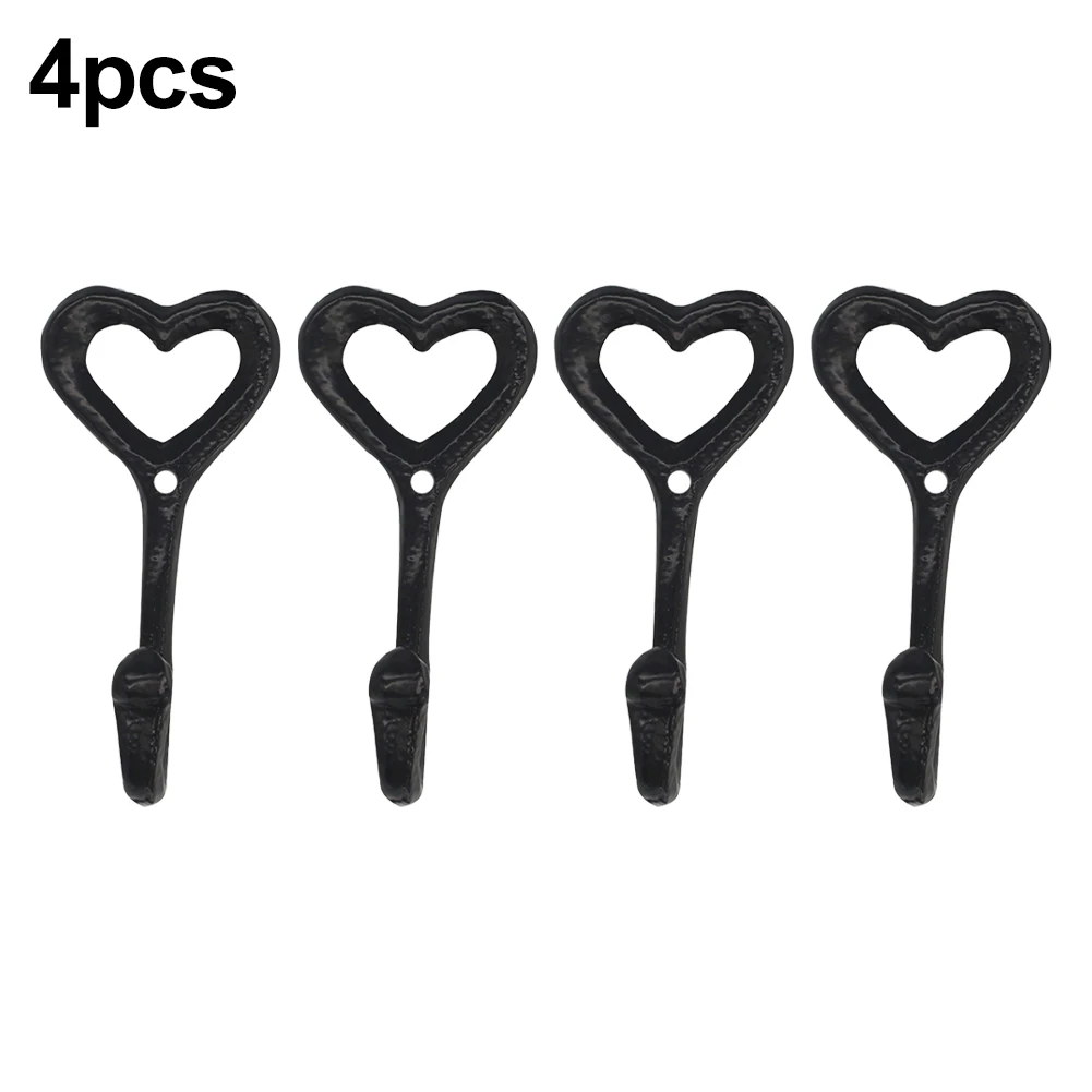 Heart Shape Hook Door Wall Mounted Vintage Bedroom Hat Holder Coat Storage Iron Decorative Black Home Hanger Kitchen Bathroom