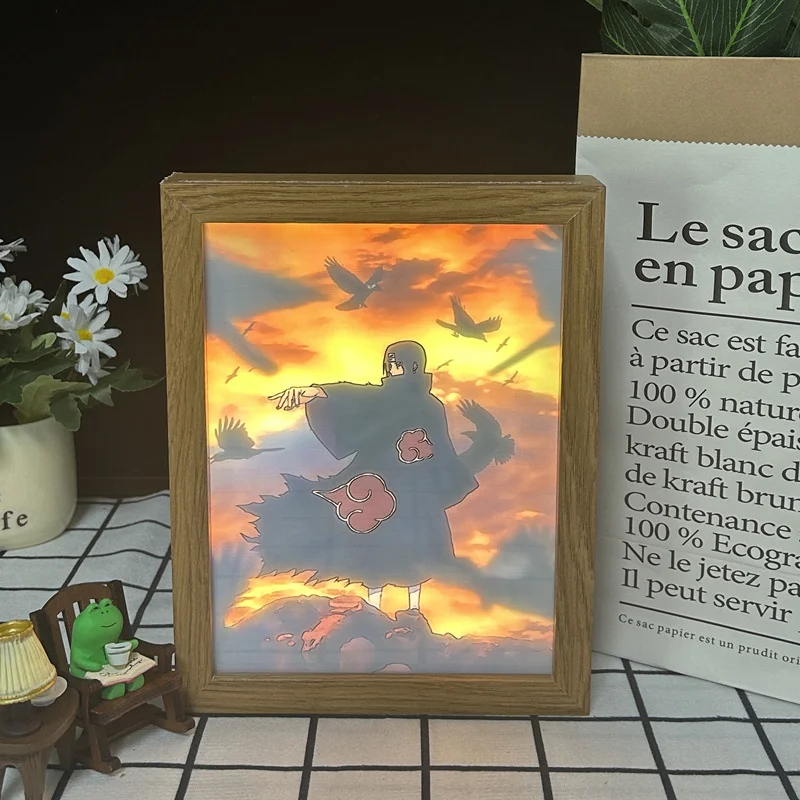 

Naruto Led Light Painting Anime Figure Uchiha Sasuke Itachi Portrait Night Light BOX Room Decoration Poster Drawing Lamp Giff