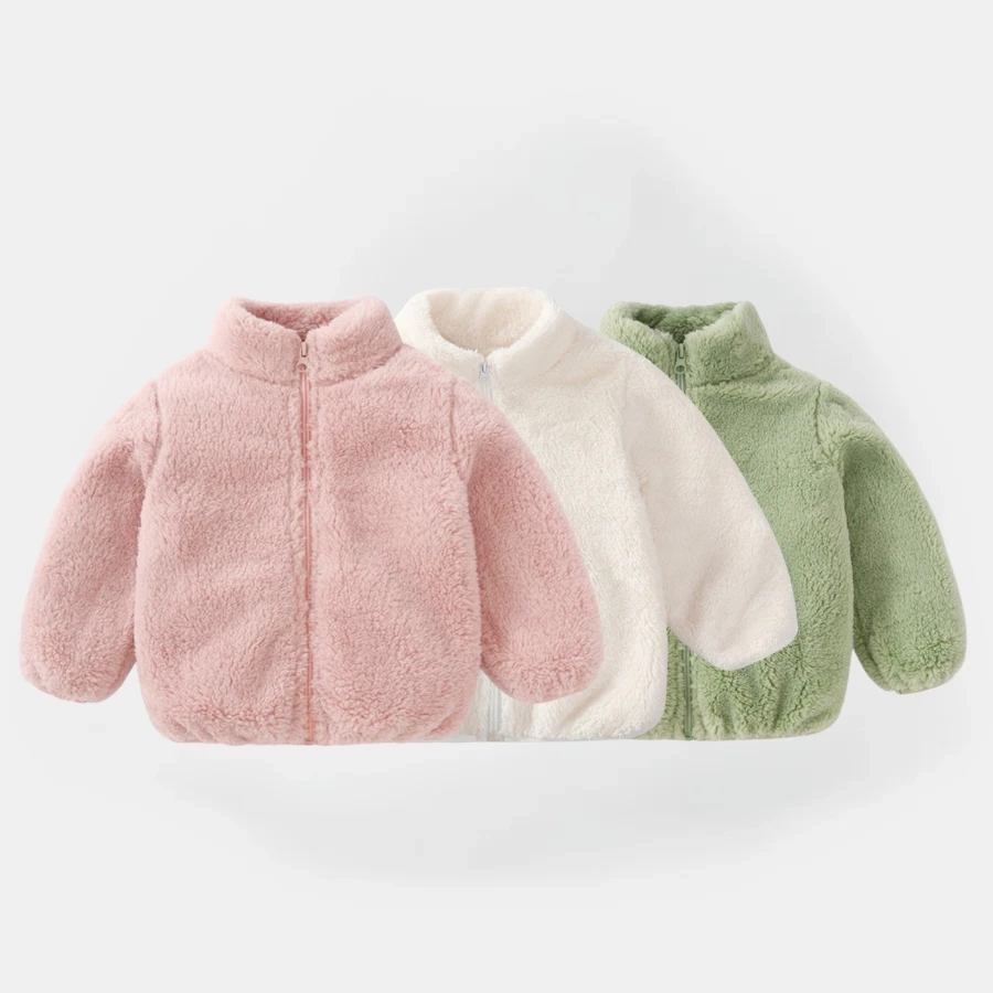 Boutique Kinder Kleidung Kinder Plüsch Mantel Herbst Winter Warme Einfarbig Oberbekleidung Casual Baby Mädchen Junge Plüsch Jacke 1-6 jahre