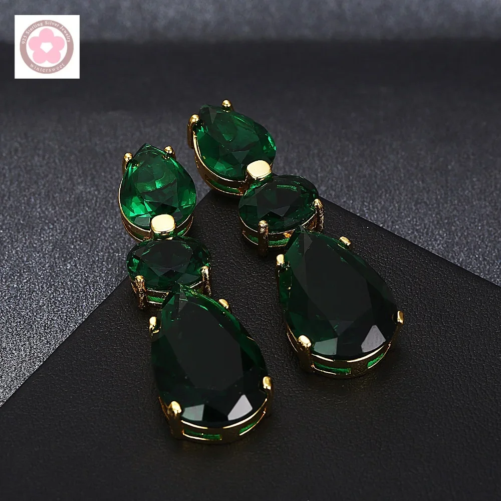 JLE681 Romantic Evening Party Zirconia Emerald / Tanzanite Gem  Women Stud Earrings Fashion Jewelry for Gift