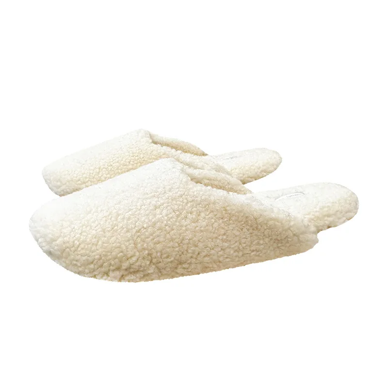 Pantofole da interno in agnello primavera inverno bianco latte morbido ceroso piccole scarpe shpeluche per donna ragazza