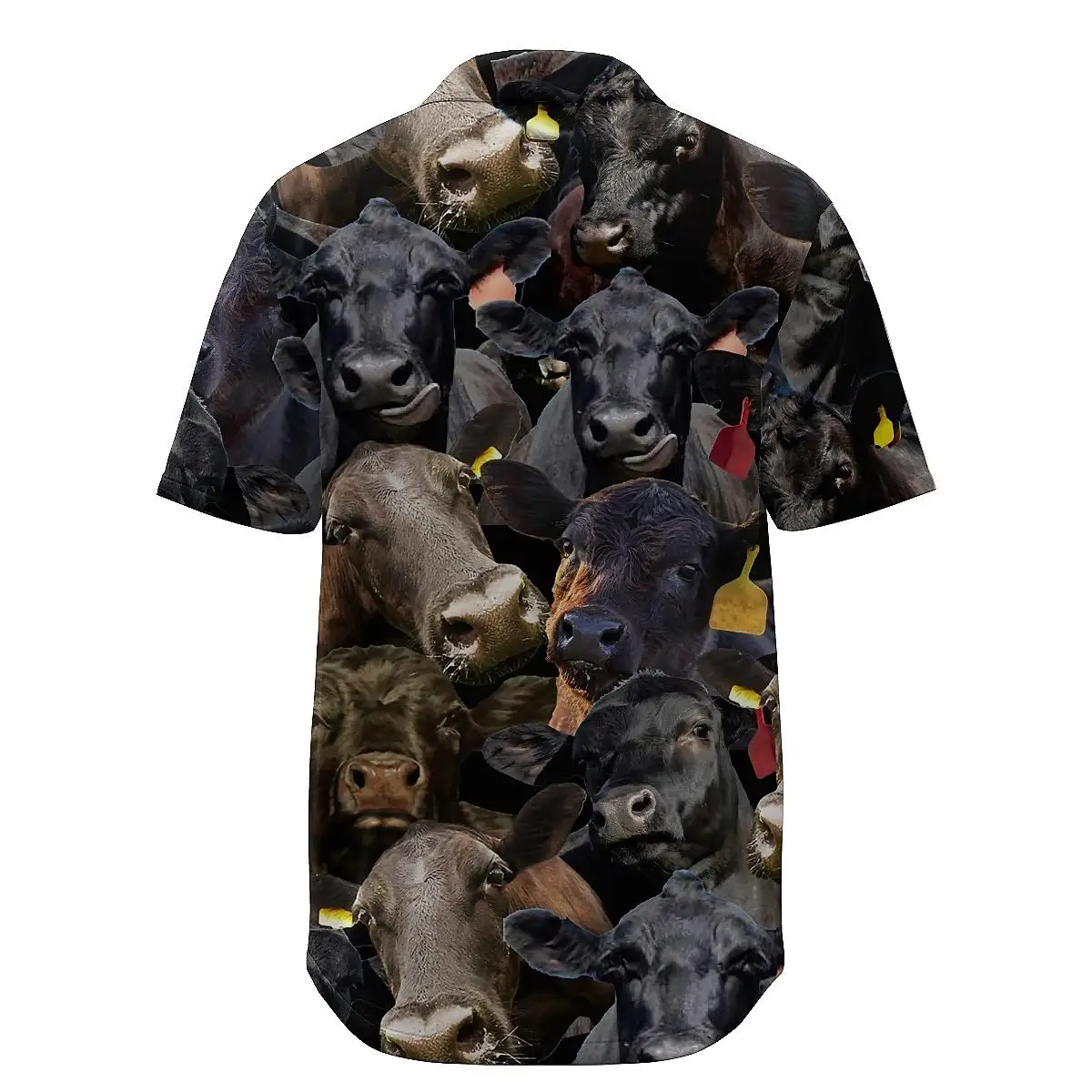 Jumeast Black Angus 3D Printed Short Sleeve Hawaiian Shirt Cattle Pattern Polyester Aloha Shirts Tropical Casual Men Clothing