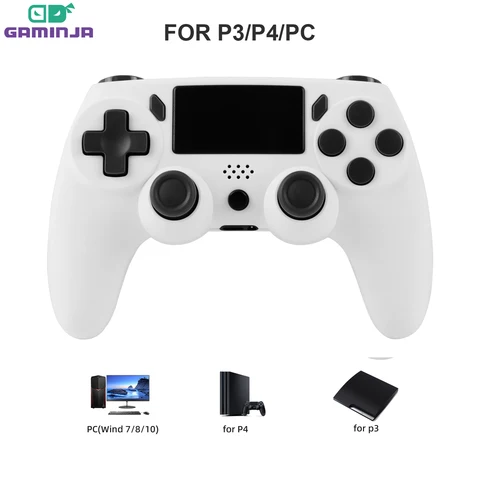 GAMINJA Gamepad sem fio com giroscópio de 6 eixos, joystick para PC, vibração dupla para PS4, PS3, PC, controlador multifuncional