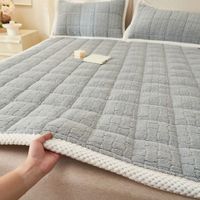 Winter Taft Velvet Mattress Toppers Dormitory Bedspread Fold Tatami Thin Mat Non-slip Mattress Cover Queen Bed Sheets Bed Cover