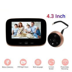 Smart Digital Door Peephole Viewer 4.3 Inch Door Bell Camera Digital Magic Eye Pir Monition Detection Home Security Protection