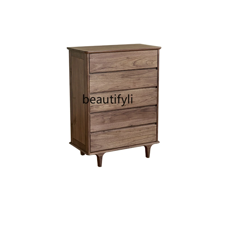 

Solid Wood Chest of Drawers North America Black Walnut Chest of Drawers Nordic Storage Locker Bedroom Living Room Furniture