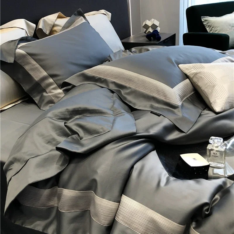 High-end luxury 180 pure cotton four-piece set, seven-star hotel villa cotton bedding