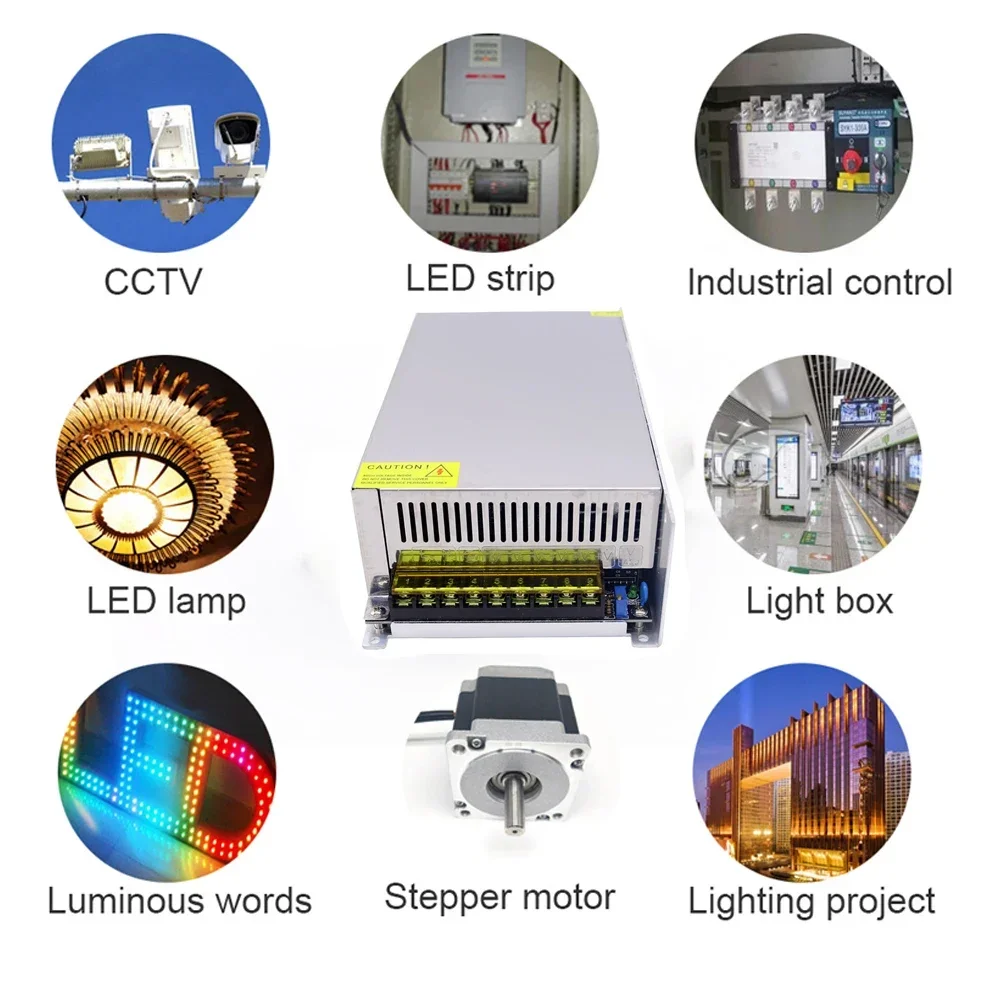 Imagem -05 - Interruptor de Alimentação Ajustável Smps Transformador para Led Strip 1200w 1000w 800w dc 12v 24v 36v 48v 60v 72v ca 110v 220v