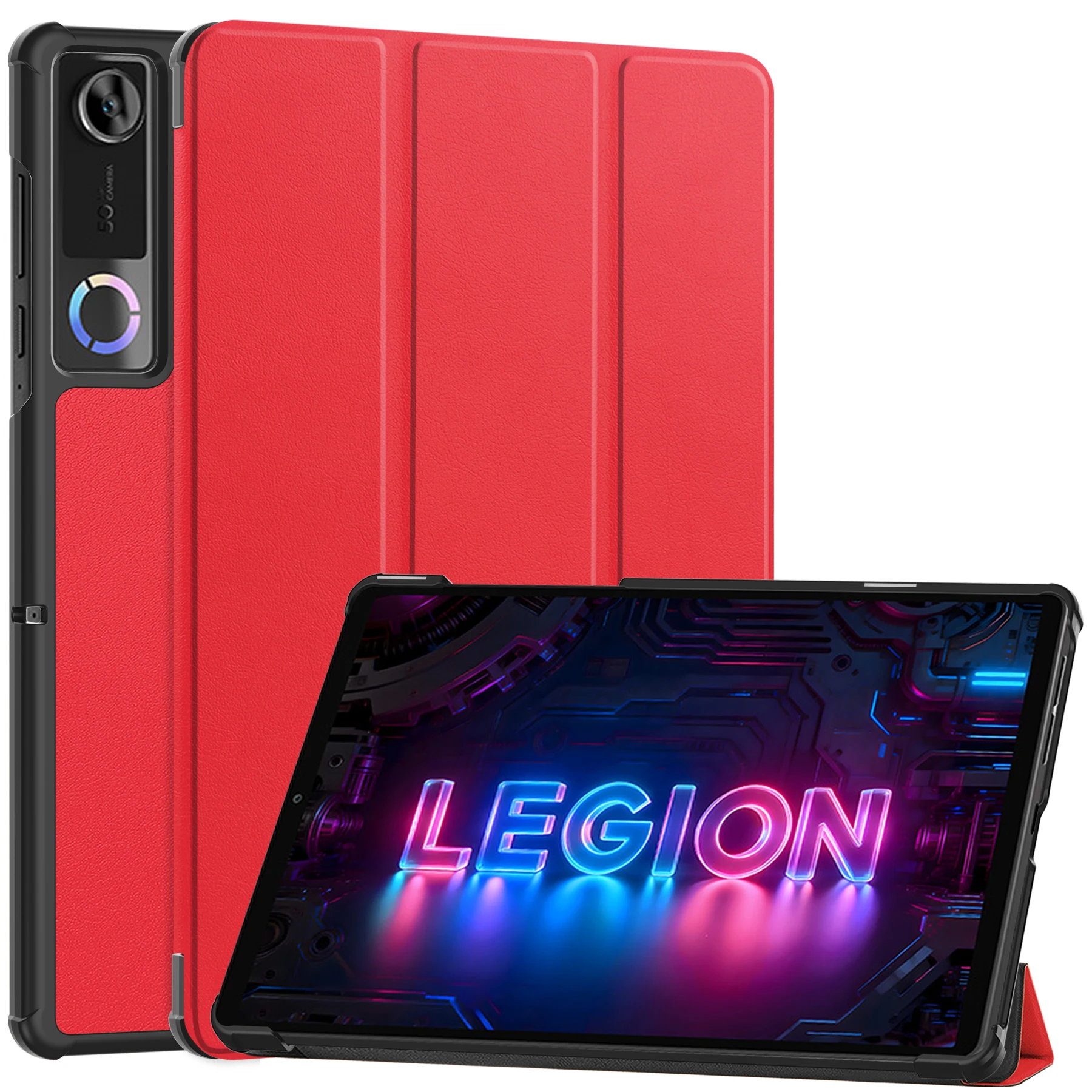 For 2026 New Lenovo Legion Y700 5TH Gen5 Gaming Tablet PC 8.8'' TB323FU Caster Hard Shell Leather Cover+Tempered Glass Film