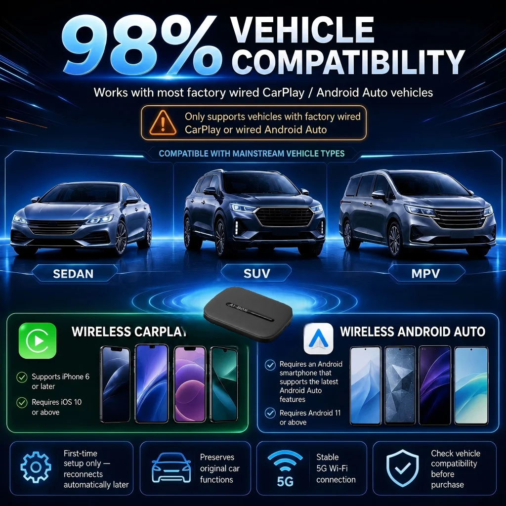 Android 15 Carplay Ai Box Wireless Android Auto Wireless Carplay Adapter TV Box For Netflix YouTube Car Intelligence Systems view 6