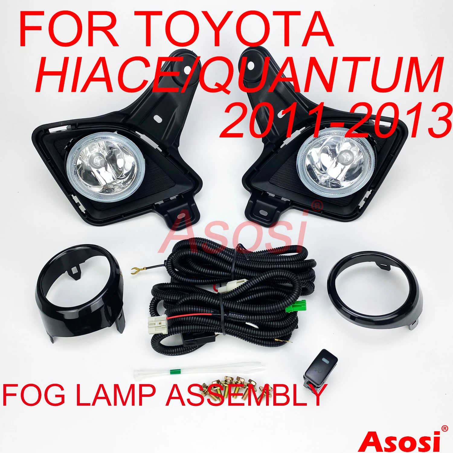 

Front Bumper Fog Lamp Driving Lights Assembly For Toyota Hiace /Quantum 2011 2012 2013 Full Set With Bulb Switch Wire Bezel