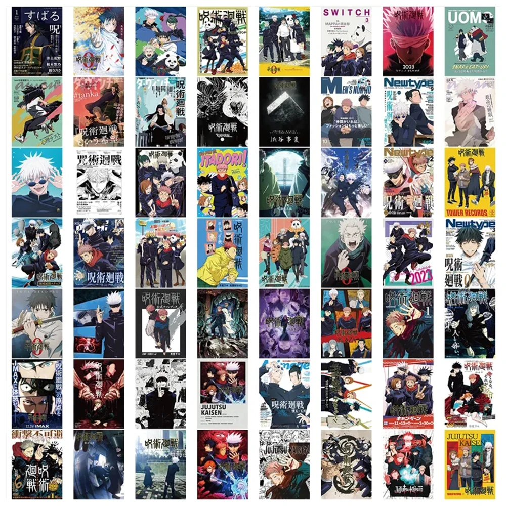 Legal Jujutsu Kaisen Anime Poster Adesivos, Satoru Gojo Cartoon Graffiti decalques, telefone, laptop, diário, adesivo impermeável, 10 pcs, 30 pcs, 60pcs