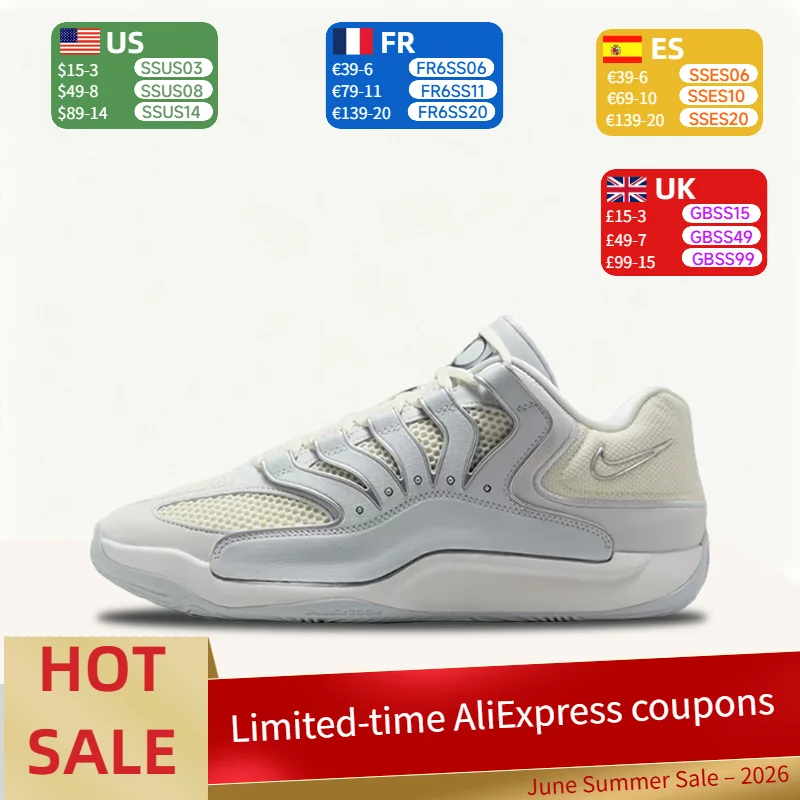 

Nike KD 18 Men's Low-Top Basketball Shoes - Grey/White Comfortable, Durable, Slip-Resistant, Breathable HV1991-001