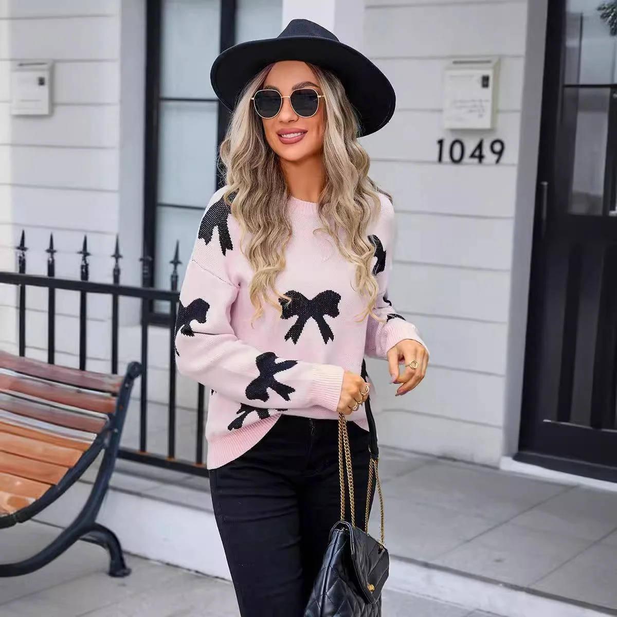 Primavera 2025 Suéter feminino longo de malha com nó suspenso Faion Trend Roupas transfronteiriças Nó Sw...