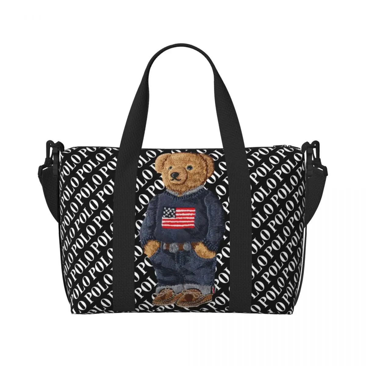 Custom Large Luxury Bear Tote Bag Women Shopper Shoulder Gym Beach Travel Bag