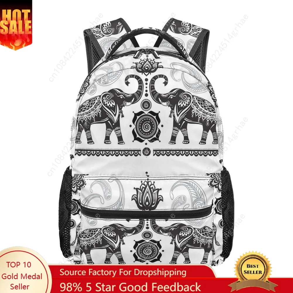New Elephant Print All-over Print Student Backpack Custom Casual Suitable for Travel and Camping Lightweight, and Easy To Clean