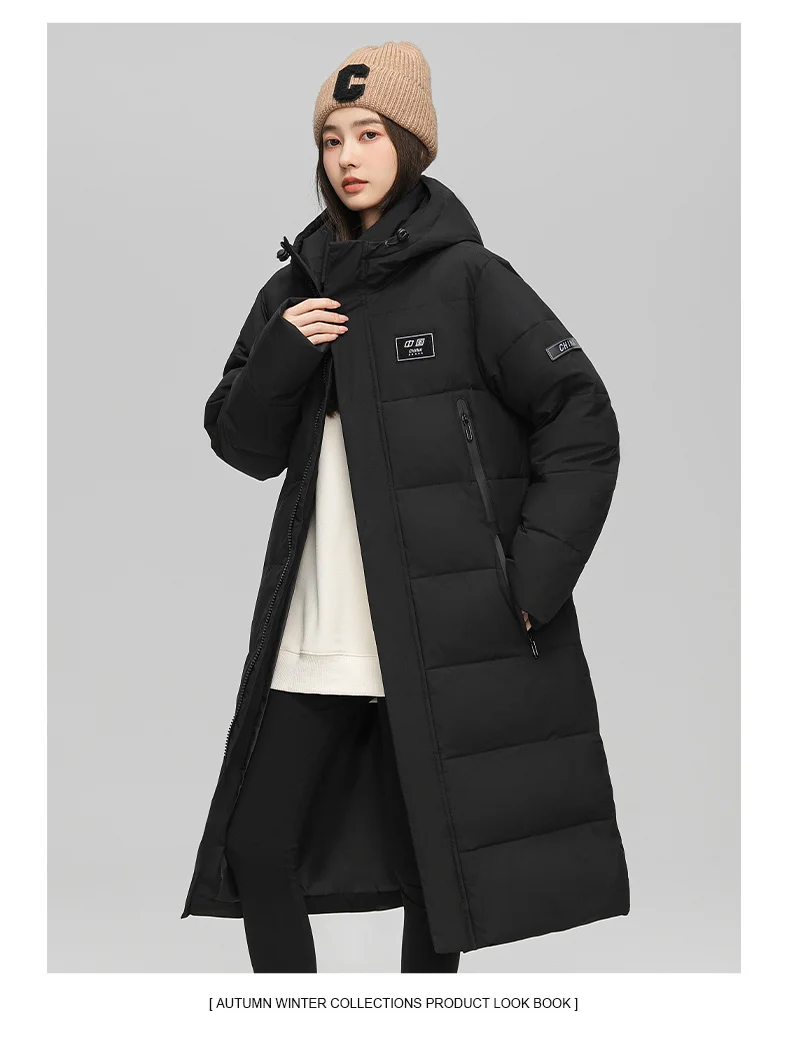 New Winter Couple White Duck Down Windproof Parkas Down Jacket Men's Long Thickened Extreme Winter Coat Oversized HOOD Collar