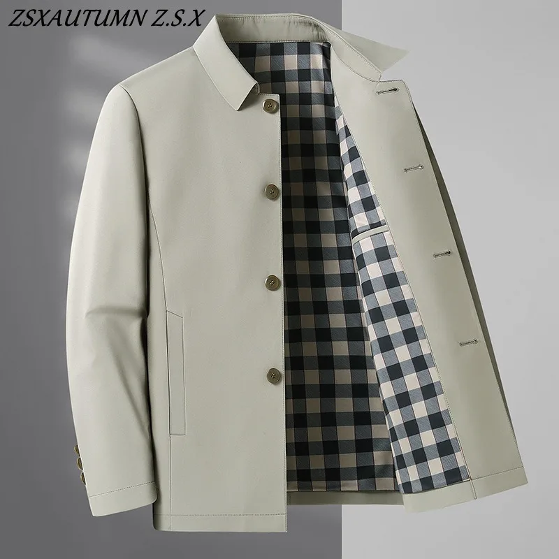 

Brand Jacket Spring Autumn New Mens Coat Harajuku Fashion Casual Single-breast Jackets Middle-Aged Mens Clothes Office Outerwear