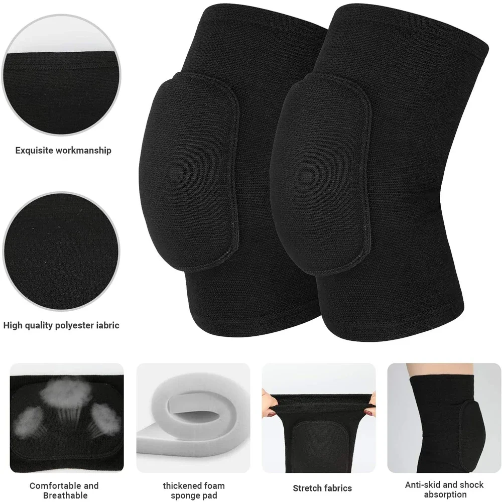 2pcs Sports Compression Knee Pads Elastic Knee Protector Thickened Sponge Knee Brace Support for Dancing Workout Training