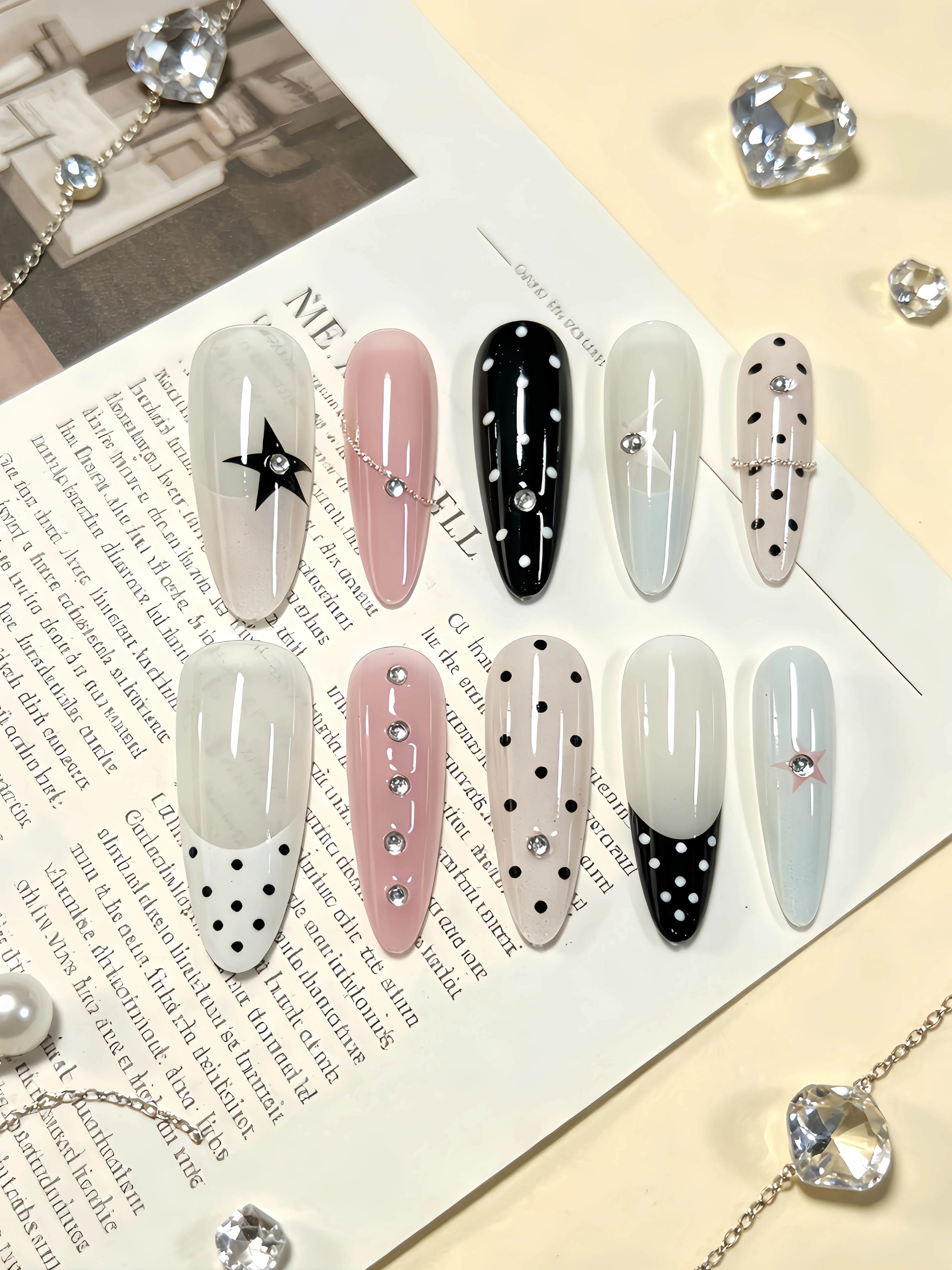 เล็บปลอมแบบกดติดทรงหยดน้ำขนาดก - Korean Lifestyle Instagram บทวิจารณ์และราคา