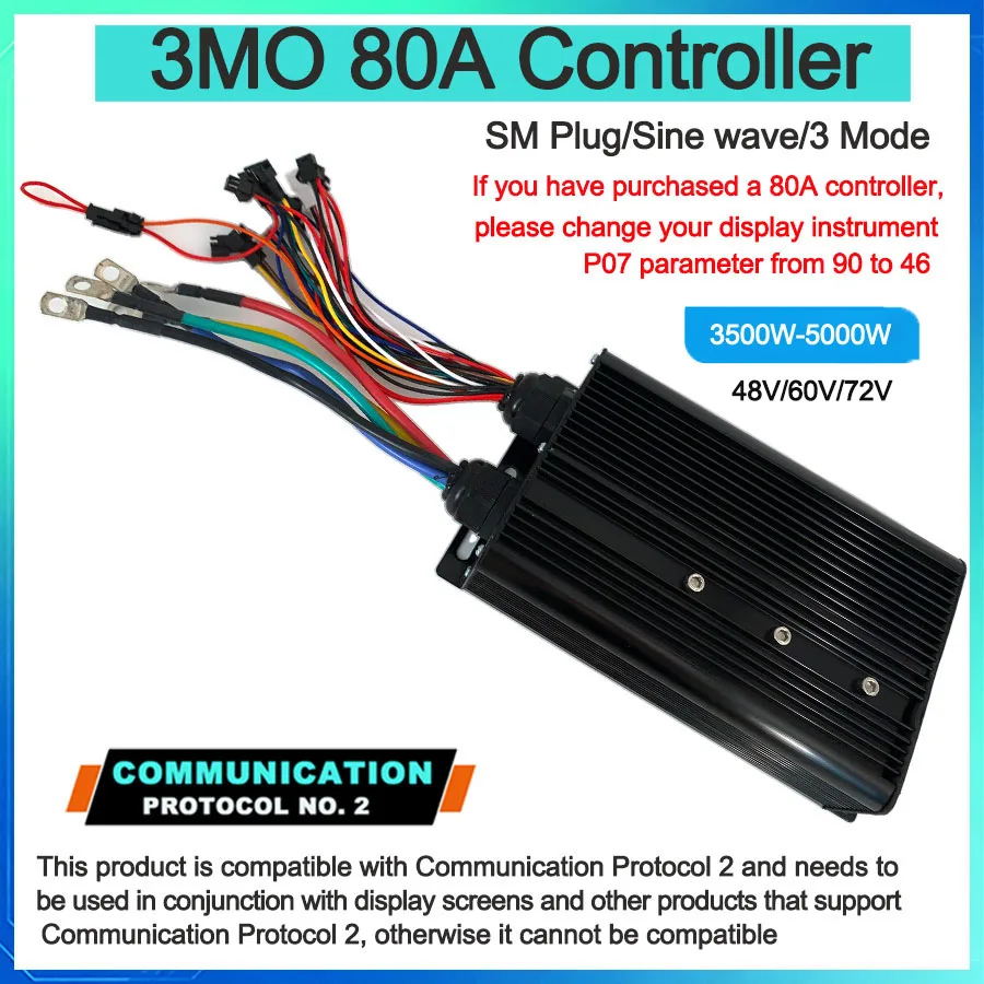Ebike Met Leerfunctie 17A26A30A35A 40A 45A 60A 80A Sinus 36 V-72 V Controller Drie Modus Controller van Elektrische Fiets