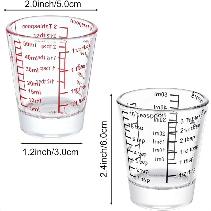 Ackers قياس صغير من الزجاج الثقيل 32 قياسات الزراعة متعددة الأغراض السائل والجاف قياس الزجاج الأحمر والأسود