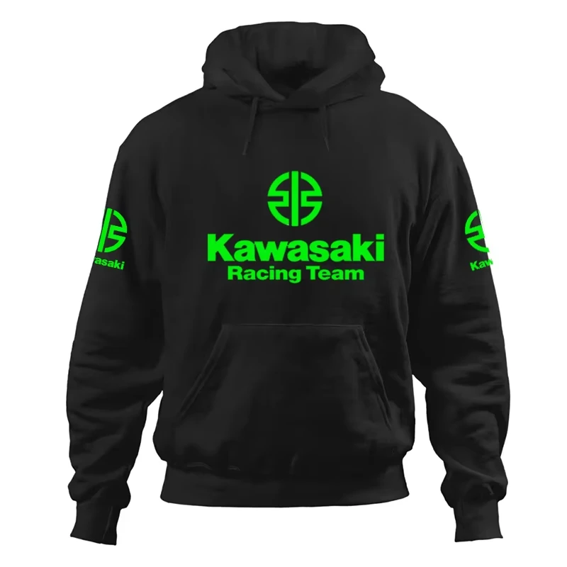 Kawasaki Logotipo de motocicleta 2025 Primavera_Summer Nueva tendencia de moda Y2K Sudadera con capucha para hombre Deportes al aire libre Ropa atlética Sudadera con capucha para mujer
