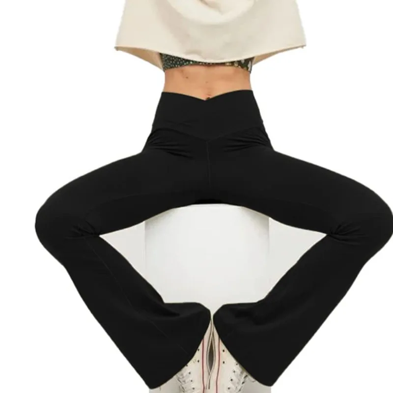 للنساء ارتفاع الخصر الخامس الصليب Bootcut جرس قيعان البطن التحكم اليوغا السراويل كروس متوهج طماق #1