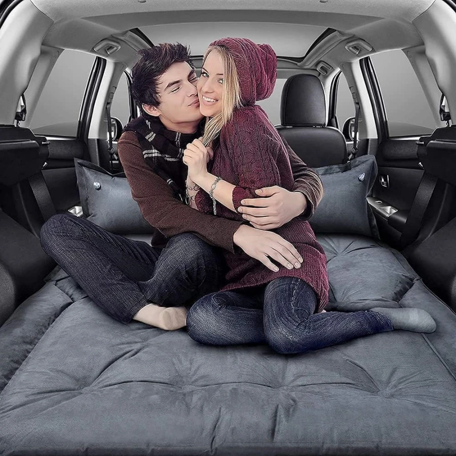 For Tesla Model Y Model 3 Camping Air Mattress Self Inflatable Sueded Car Airbed Thickened For Model Y Travel Bed Built in Foam