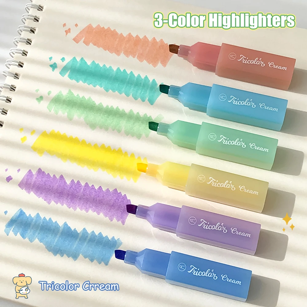 

3 Pack Mini Soft Tip Pastel Highlighters Portable Eye Comfort Drawing Scrapbook Markers Pens Pocket-Sized Watercolor Gel Pens
