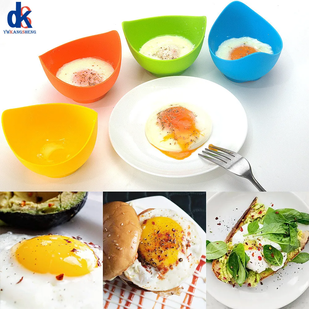 

4PCS/SET Egg Poachers Silicone Molds Cooker Tools Pancake Cookware Bakeware Steam Eggs Plate Tray Healthy Kitchen Accessories