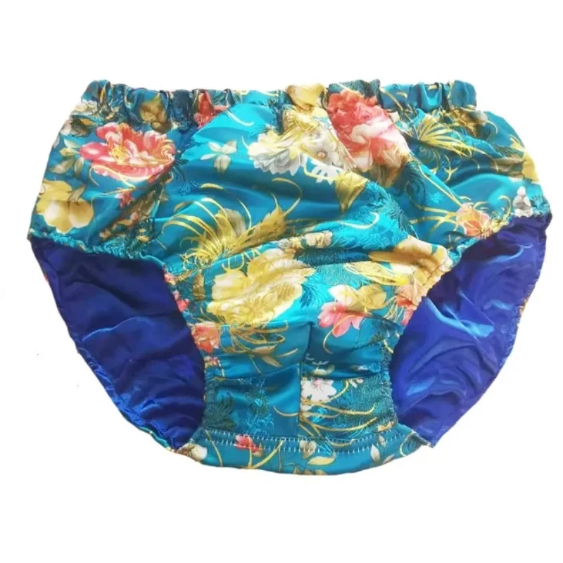 M-4XL Uomo fatto a mano in raso lucido floreale tocco setoso Mutandine Slip lisci Club FKK Private Party BF Spettacolo dal vivo Danza Costumi sexy