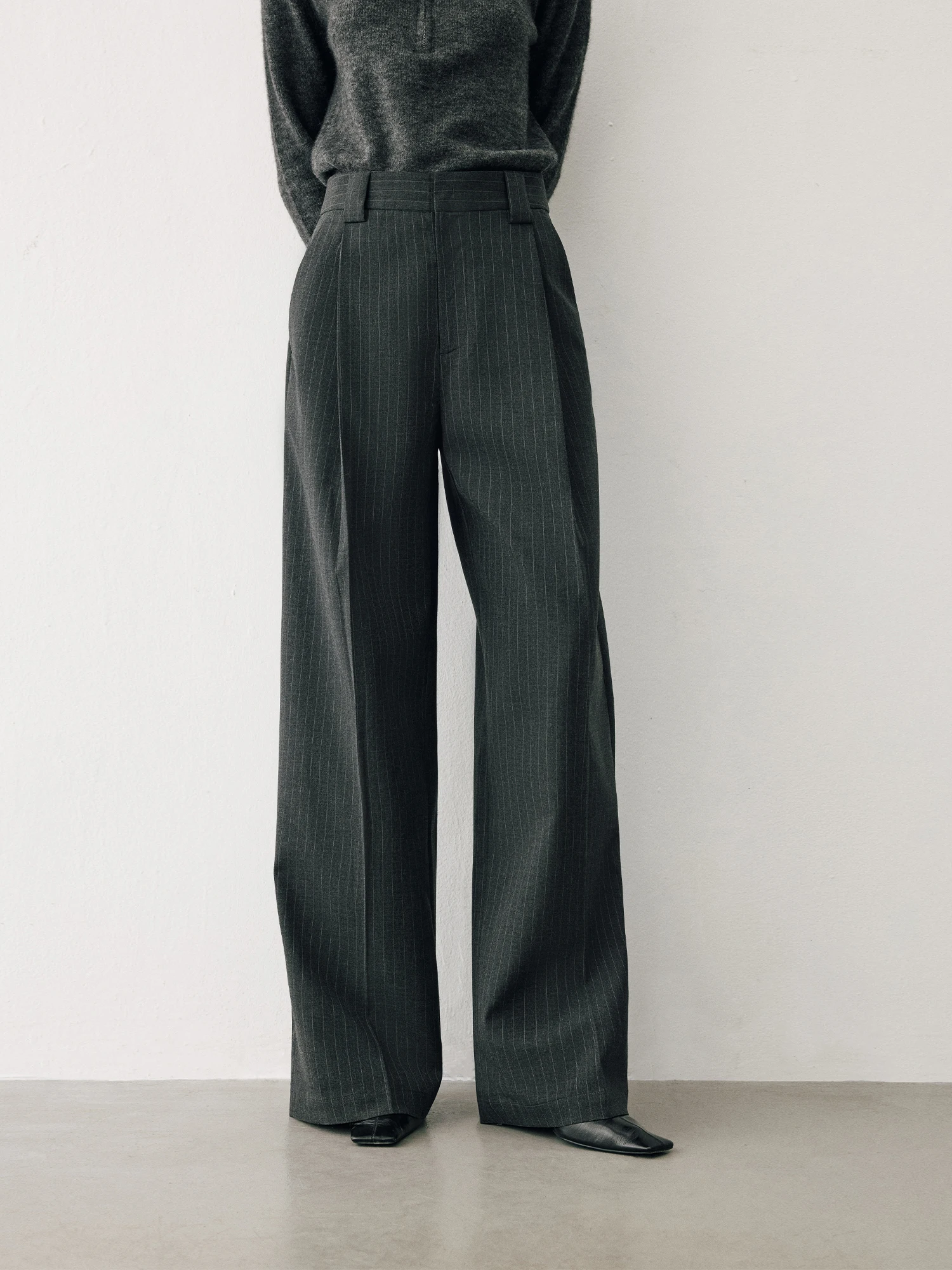 

Широкие повседневные брюки HaveRice Bla в полоску с эффектом драпировки, утягивающие, с одной складкой, для женщин