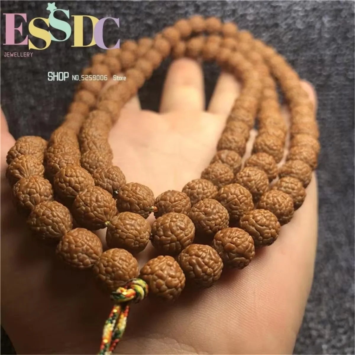 

Wholesale Natural Rudraksha 108 Small Jingang Five Petals Tibetan Dragon Scale Pattern Bodhi Round Beads Bracelet 9mm