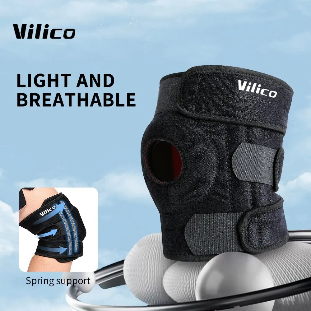 תמיכת ברך עם מייצבי צד, נשימה, תמיכה מתכווננת בברך מתאימה לאימונים ספורטיביים וכאבי ברך