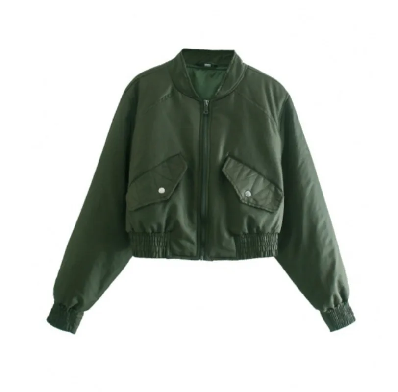 

Vintage Bomber Jacket Women Autumn Winter Padded Windbreaker Streetwear Short Aviator Jacket Fashion Coat for Women