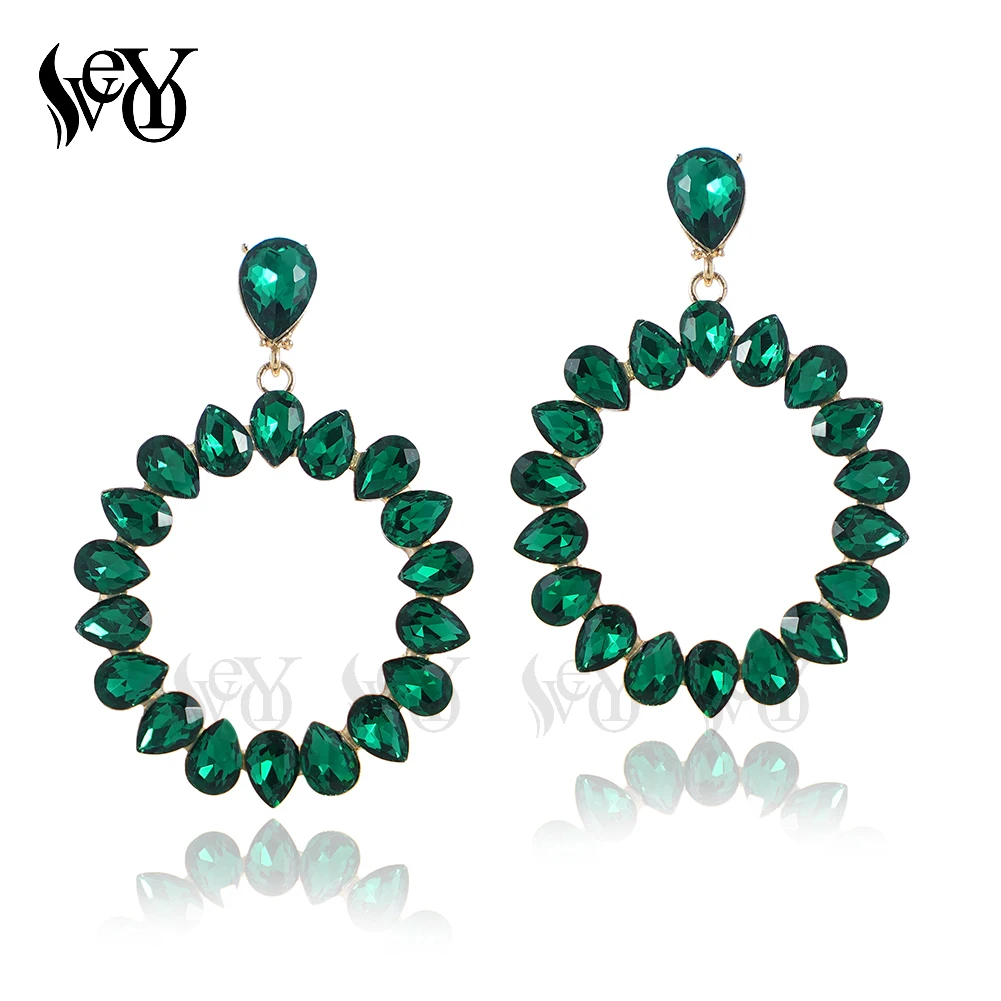 VEYO Classic Round Crystal Drop Earrings Elegant Hollow Bridal Lady Dangle Earrings for Women Fashion Jewelry Gift 2022 New