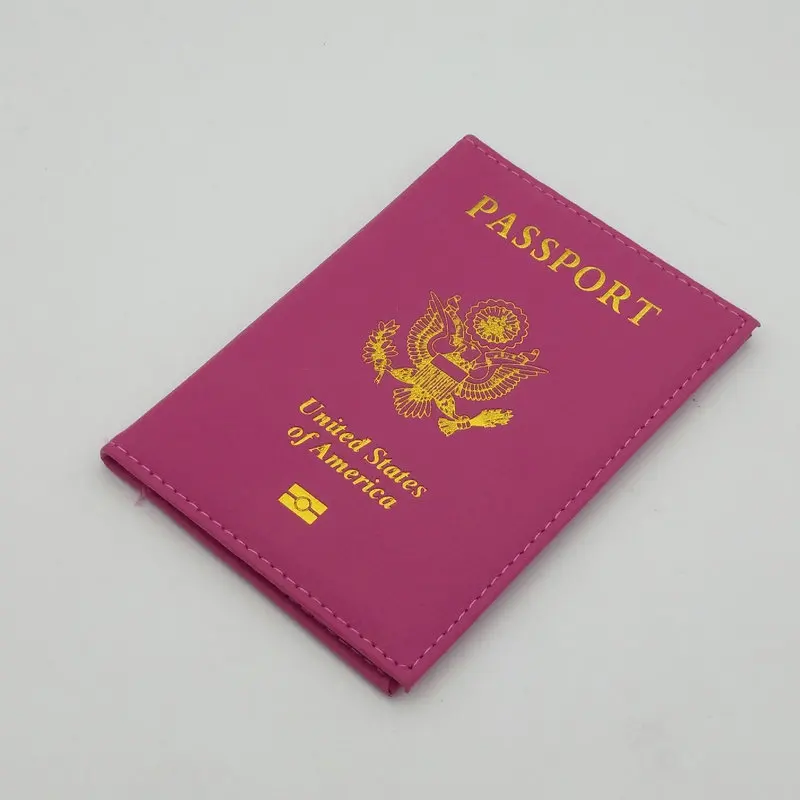 Custodia per passaporto in pelle PU da viaggio porta passaporto personalizzato per donna rosa USA copertine americane per passaporto custodia per ragazze passaporto