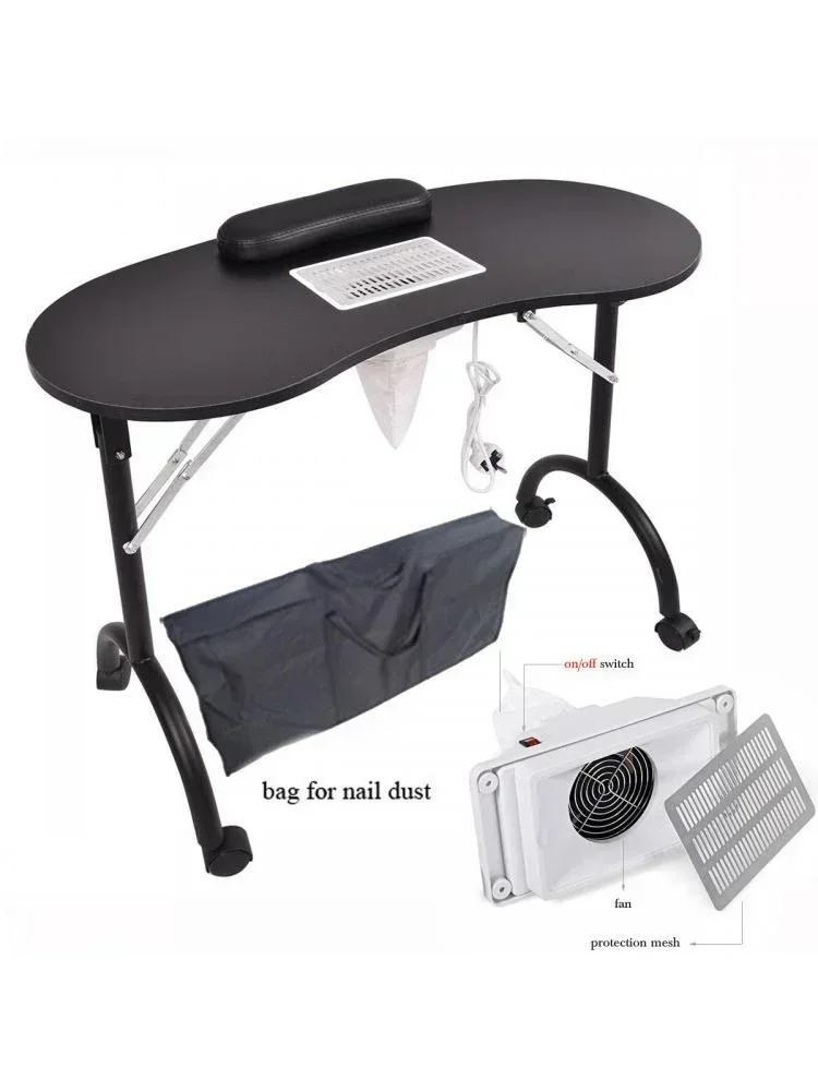 Manicure desk with vacuum cleaner Nail Art Table Spa Beauty Salon Equipment For Nails Foldable Nail Table+Storage bag