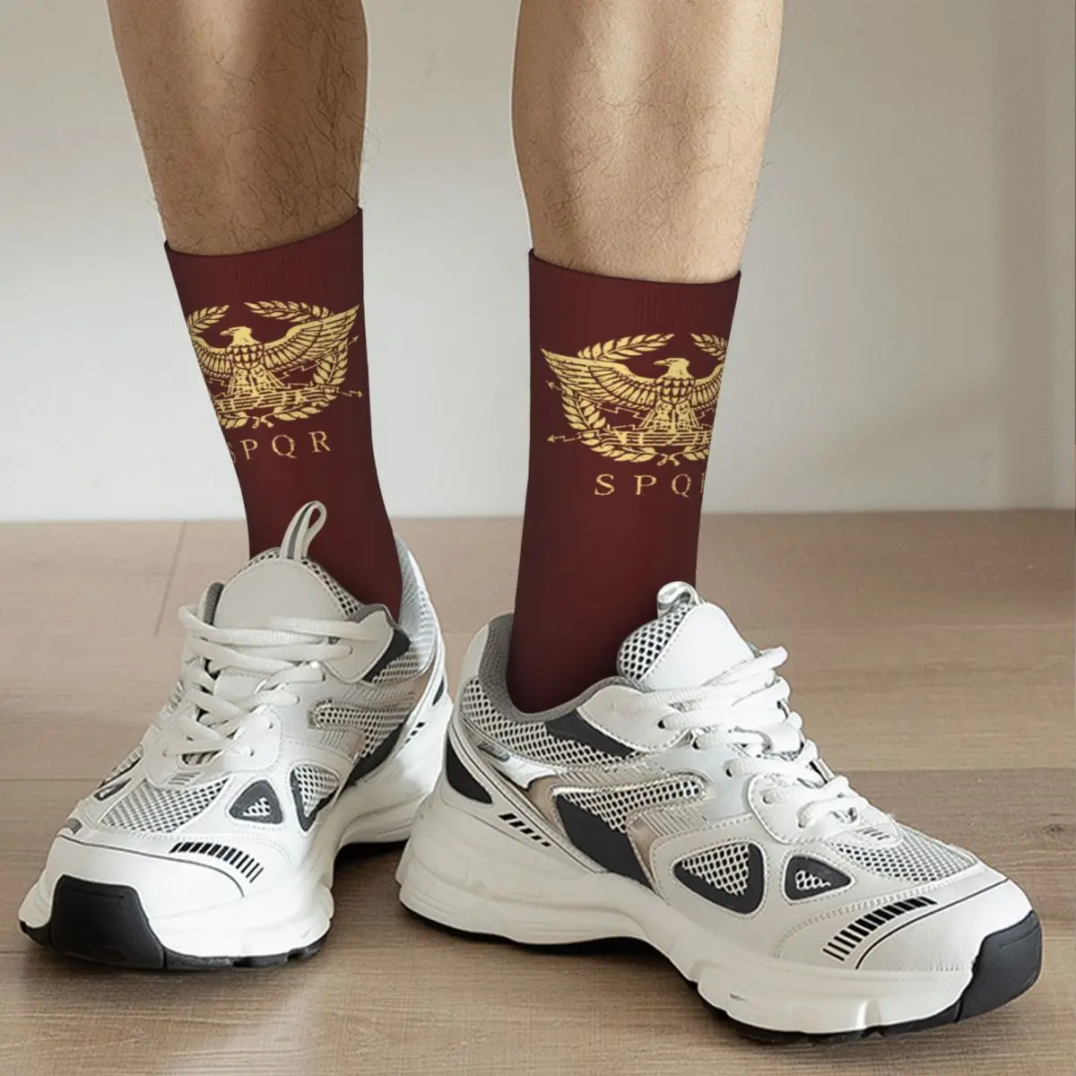 Roman Empire Eagle Emblem Socks Men Women Polyester Funny Happy SPQR Socks Novelty Spring Summer Autumn Winter Socks Gifts